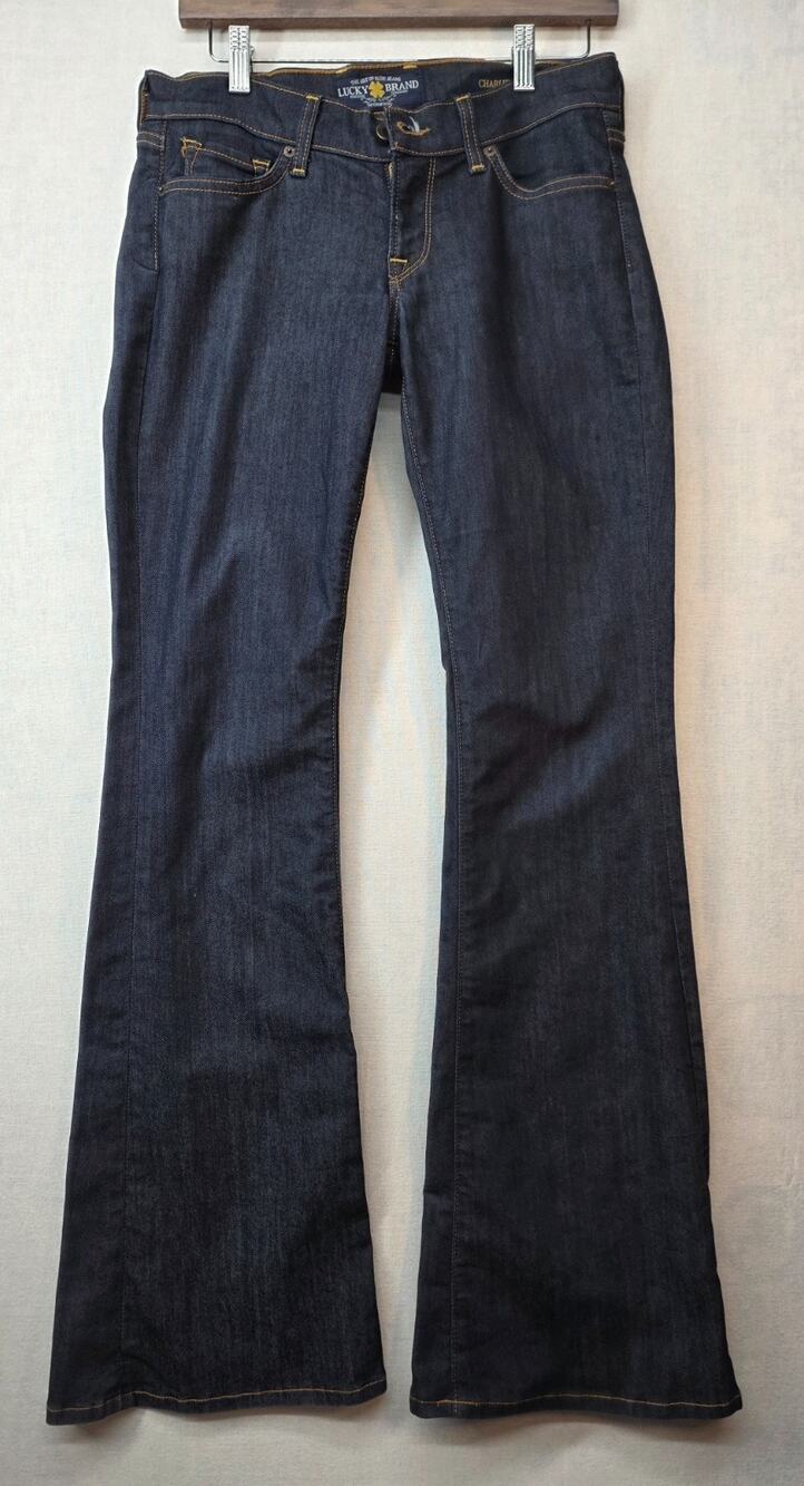 Lucky Brand Charlie Flare Jeans Women's Size 4/27 Dark Wash Low Rise Denim Y2K